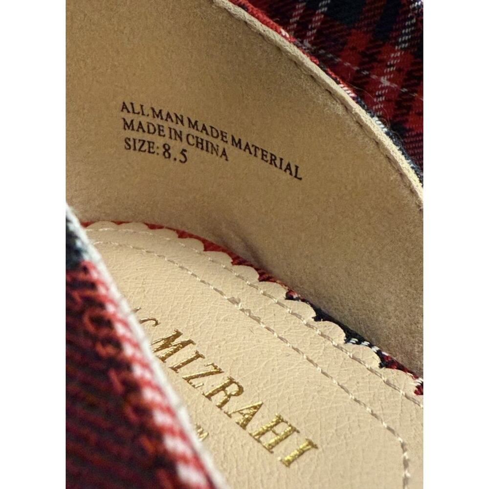 Isaac Mizrahi New York 8 Amaya Red Tartan Plaid Flats D'orsay Preppy Cottagecore - Picture 4 of 10